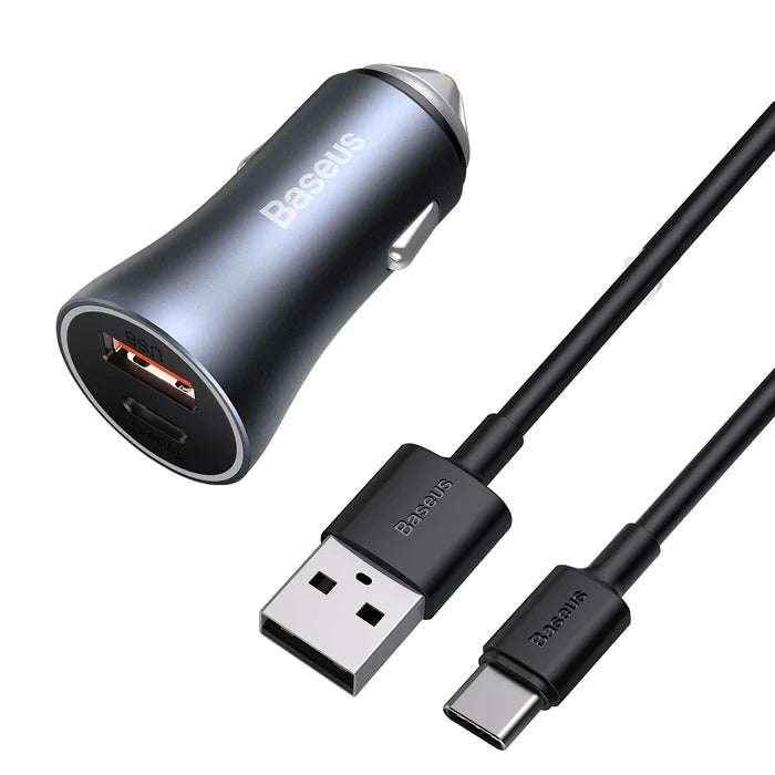 شاحن سيارة سريع من باسيوس Golden Contactor Pro بقوة 40 واط USB-C/USB