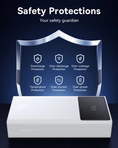 باور بانك ستار لورد من باسيوس بسعة 30000 مللي أمبير في الساعة وقوة 65 وات وشحن سريع وشاشة رقمية