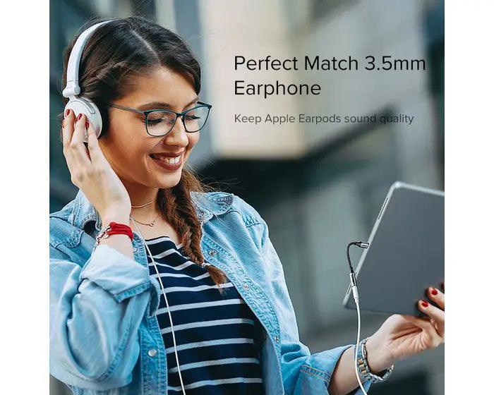 يوجرين كابل Lightning M/F، 10سم، غلاف الألومنيوم، مضفر