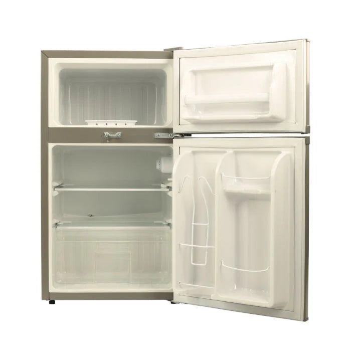 Geepas GRF1259GPE 84L Double Door Defrost Refrigerator – Rapid Cooling | Tempered Glass Shelves | CFC-Free