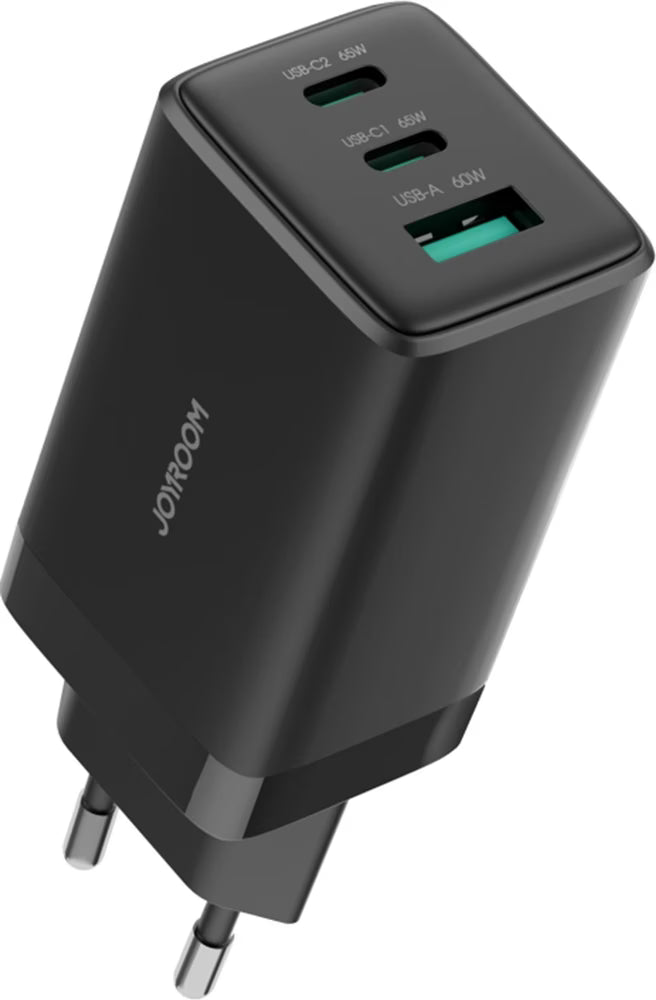 Joyroom JR-TG10 65W GaN Charger - Black (EU) + A14 C to C 100W 1.2m Cable - Black