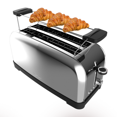 Cecotec Toastin' Time 1500 Inox 4-Slice Stainless Steel Toaster — Family-Sized Premium Toasting