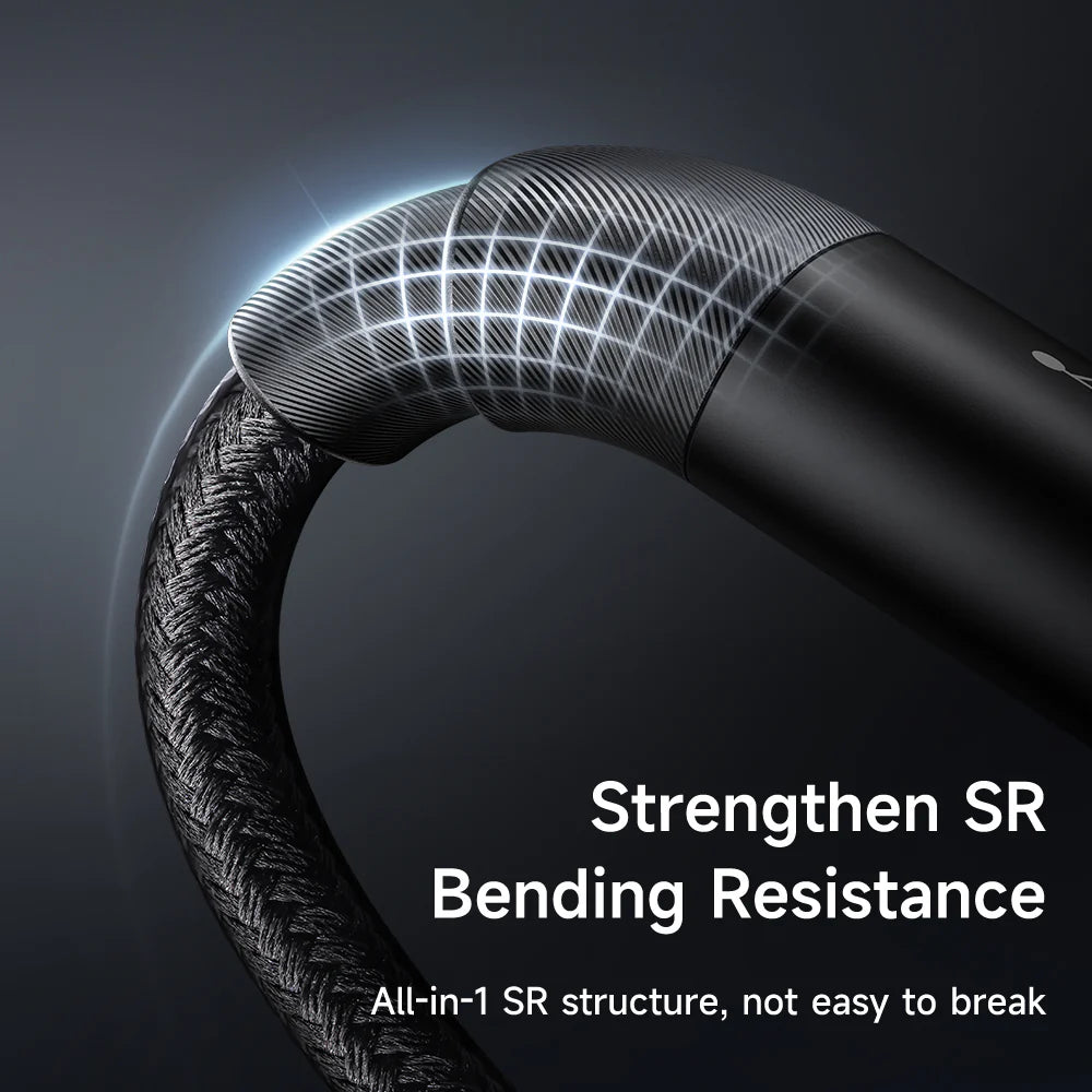 كابل مكدودو مضفر من النايلون 3 في 1 مع مصباح ليد 1.2 متر - أسود