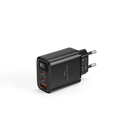 WiWU Firefly 30W GaN PD Fast Charger | 2 USB-C + USB-A