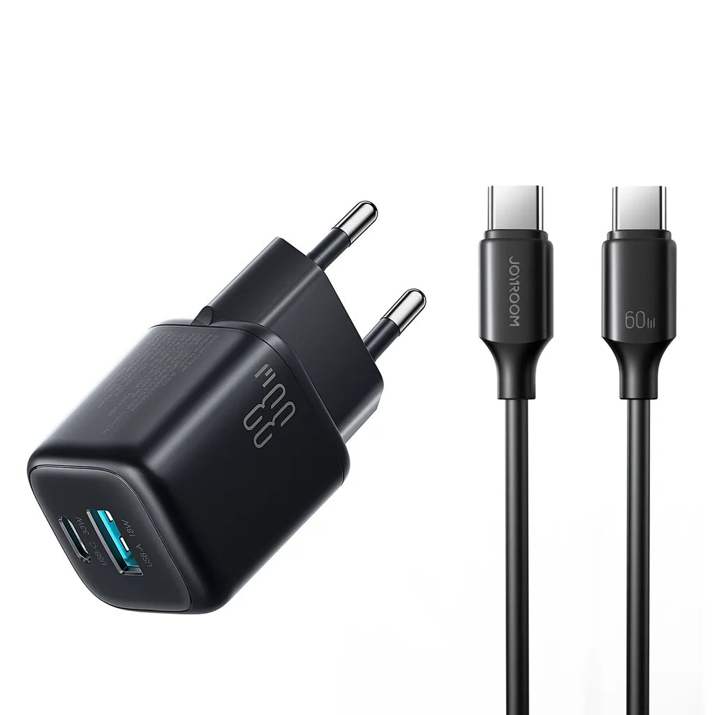 شاحن Joyroom JR‑TG7 33W + كابل A9 USB‑C 60W 1 م – أسود