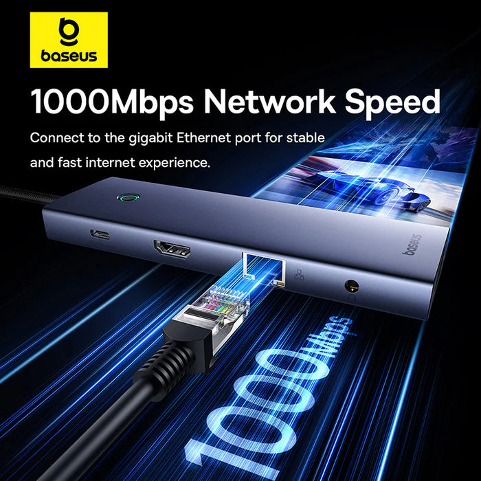 محطة إرساء ذات 7 منافذ Baseus UltraJoy HUB - رمادي