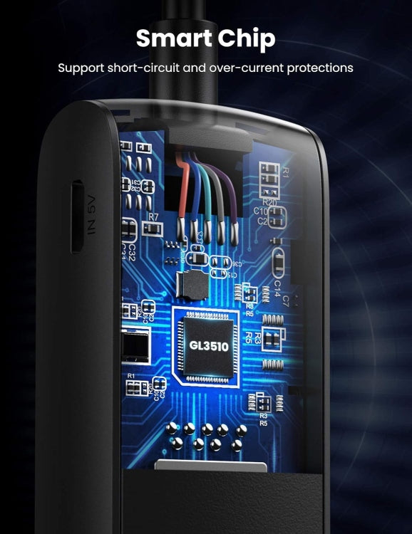 يوجرين USB Hub 4 منافذ بسرعة 5Gbps وكابل 1 متر - أسود