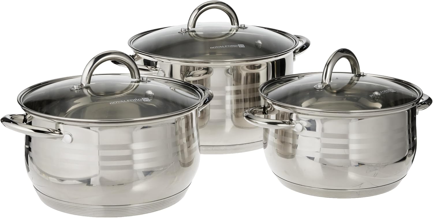 Royalford RF10390 10Pcs Stainless Steel Cookware Set