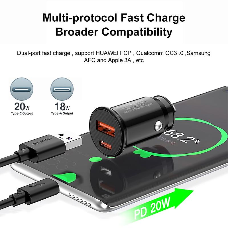 Awei 20W Car charger & USB Type C Data Cable - Black