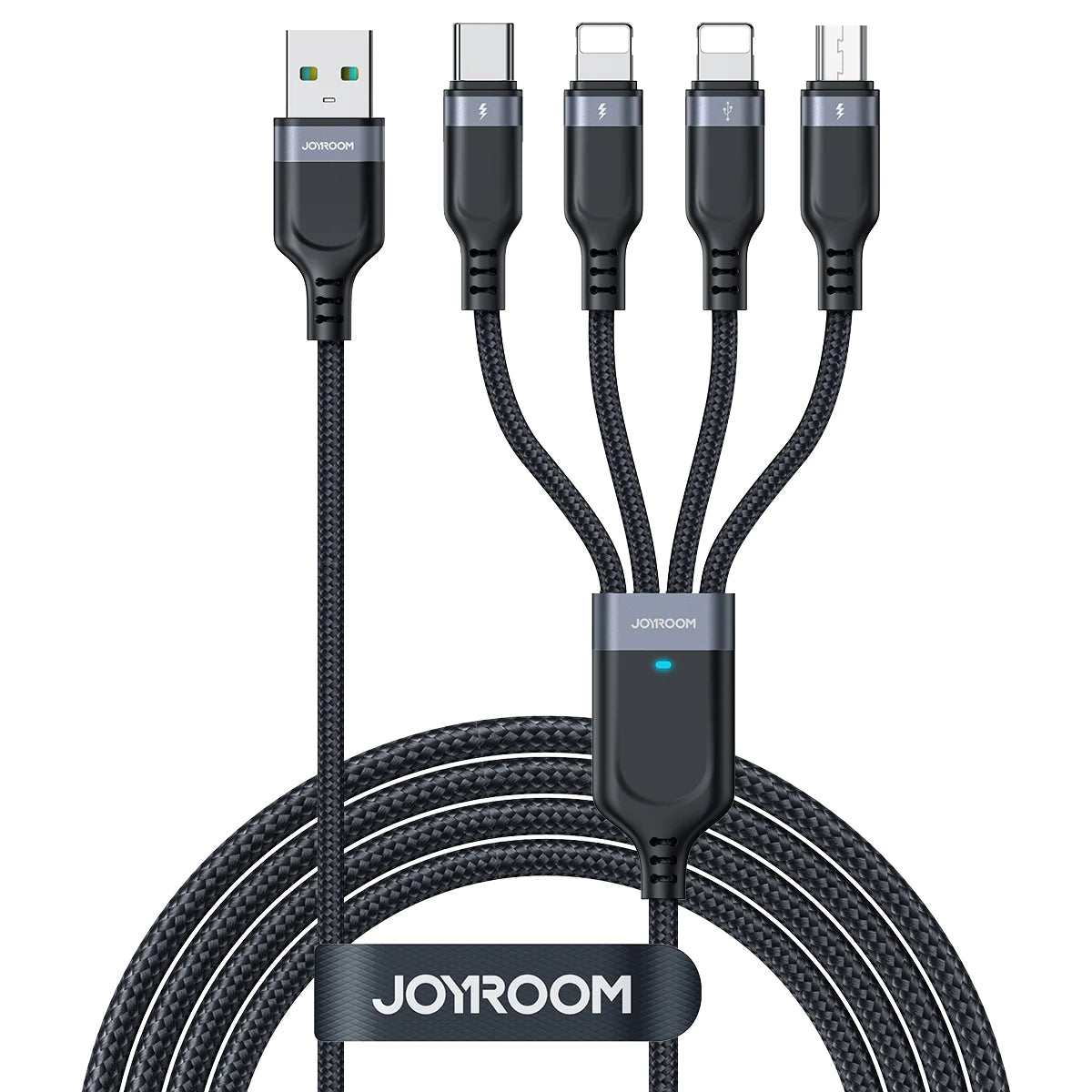 Joyroom Multi-Use 3.5A Type-C*2+Lightning+Micro 4-in-1 Data Cable 1.2m - Black