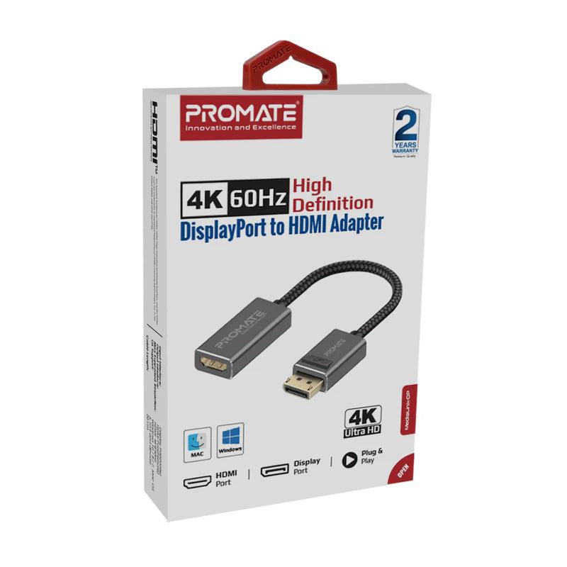 Promate MediaLink-DP 4K@60Hz High Definition DisplayPort to HDMI Adapter