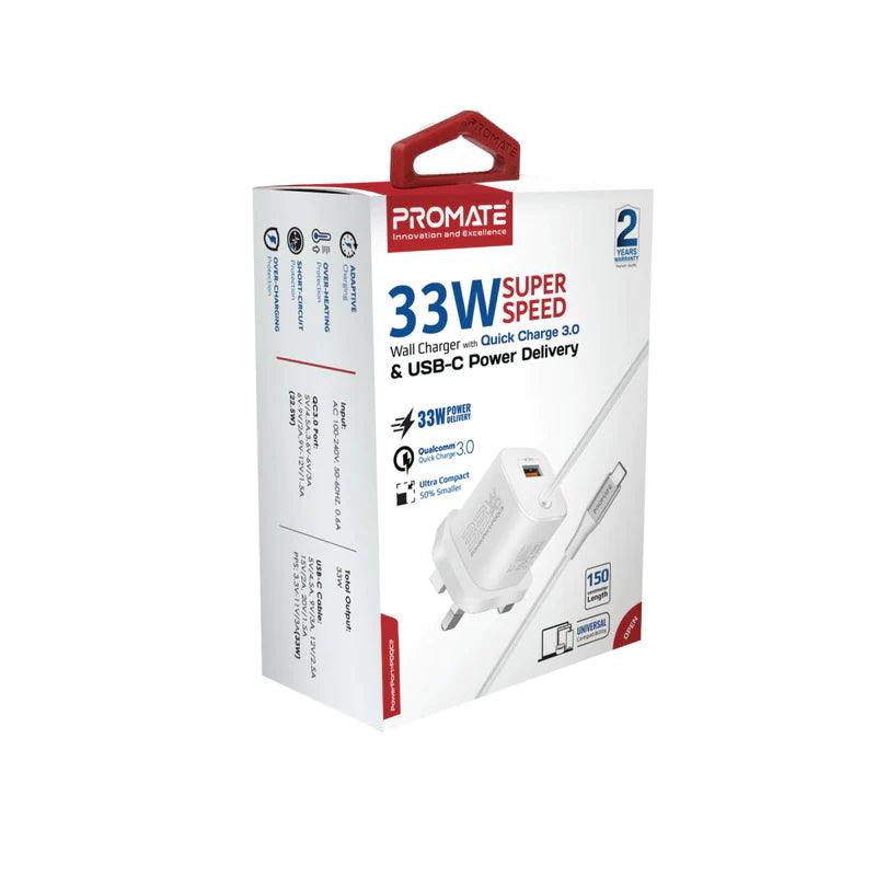 شاحن حائط فائق السرعة برومات بقوة 33 وات - أسود & أبيض