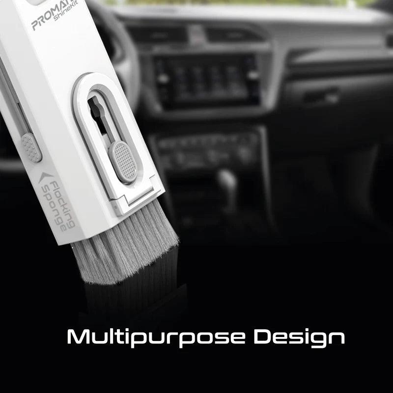 مجموعة تنظيف متعددة الوظائف 8 في 1 من برومات مع حامل للهاتف - أبيض