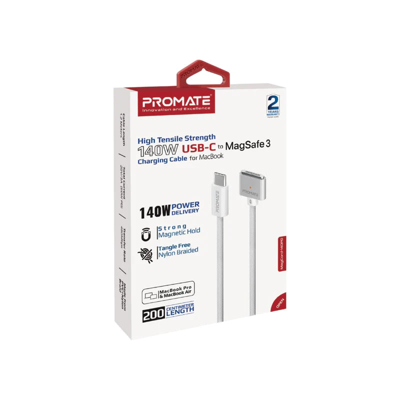 PROMATE High Tensile Strength 140W USB-C to MagSafe 3 Charging Cable for MacBook