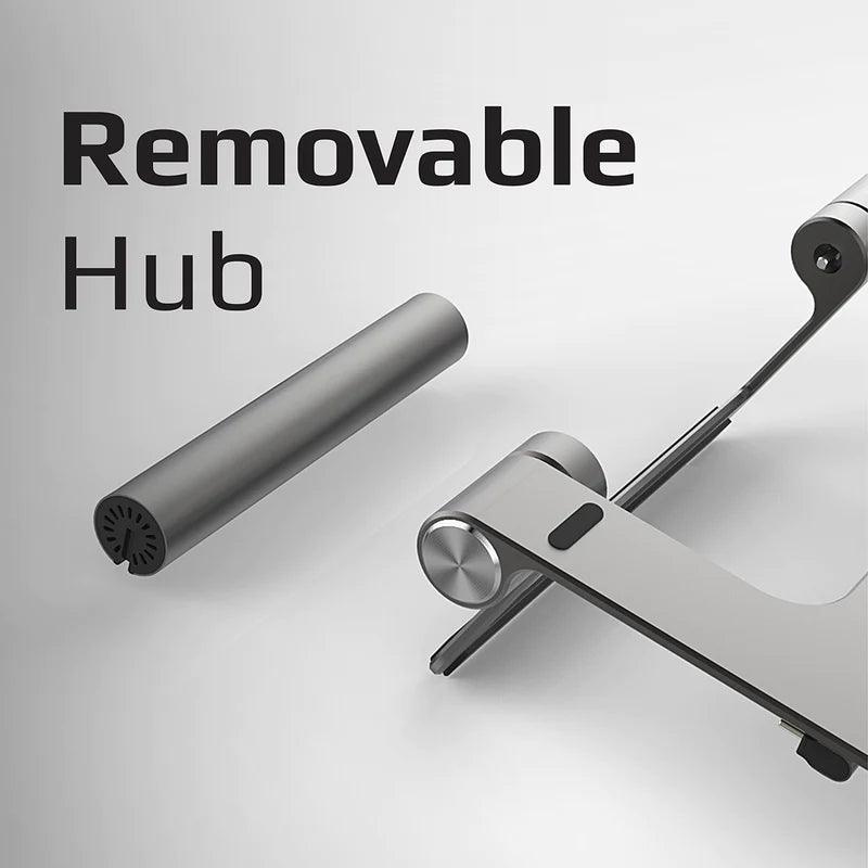 موزع يو إس بي سي 9 في 1 من برومات مع حامل مريح للابتوب - رمادي