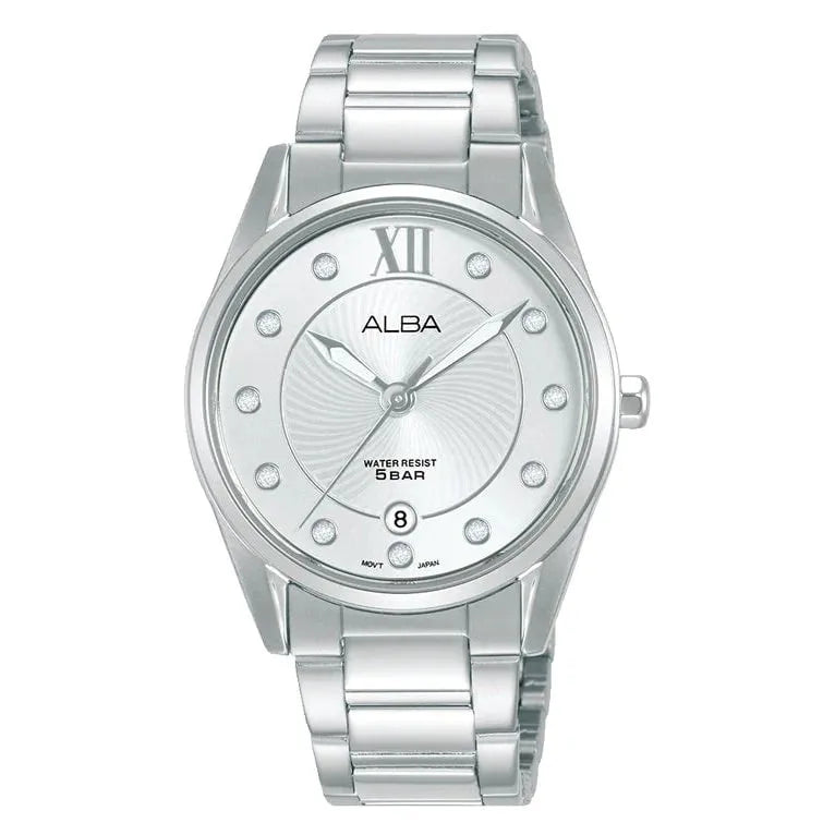 Alba AG8M69X1 Ladies Watch – 34mm, Date, Silver Dial