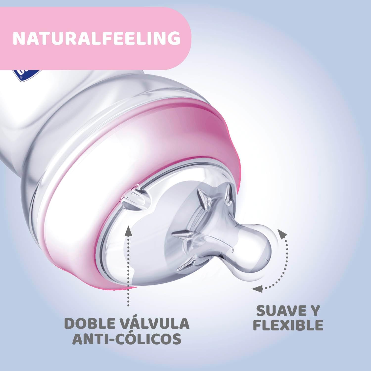 Chicco Natural Feeling Baby Bottle 250ml Anti-Colic 2M+ - Pink