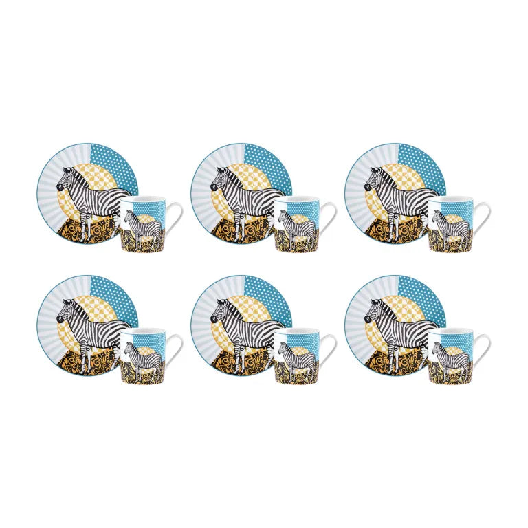 Karaca Animal Coffee Cup Set of 6, 90ml