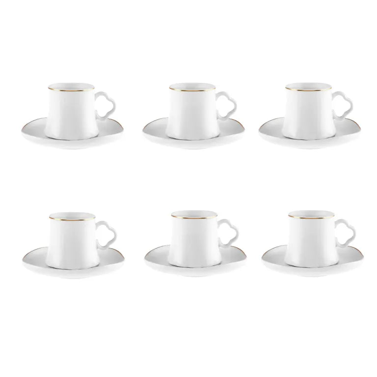 Karaca Volga White 6-Person Coffee Set, 80ml