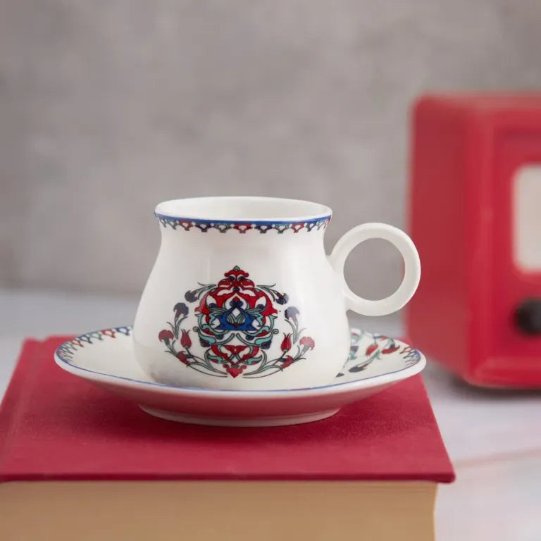 Karaca Hattat Coffee Set 6-Person, 90ml – Red Luxury