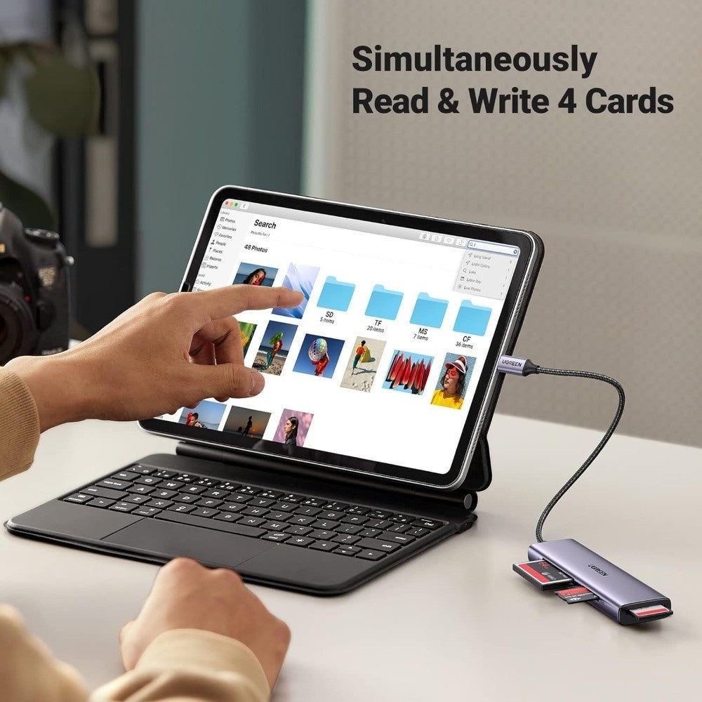 UGREEN 4-in-1 USB-C Card Reader – SD/TF/CF/MS, 2TB Support