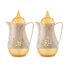 Royalford RF9412 Double-Wall Marble Coffee & Tea Set – 1L × 2