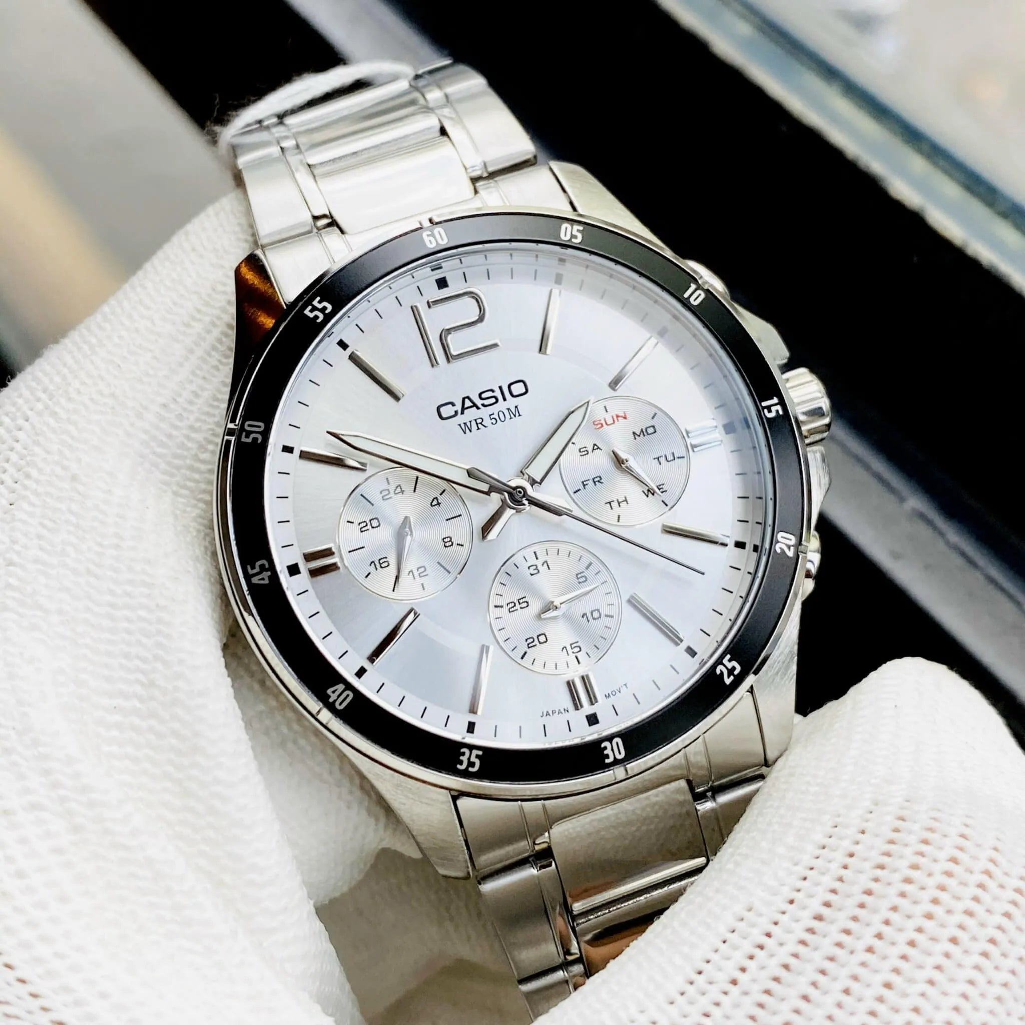 Casio Elegant Multifunction Silver St.Steel Silver Dial for Men