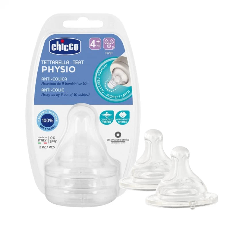 Chicco Silicone Nipple P5 Fast Flow 4+ Months – 2 Pack