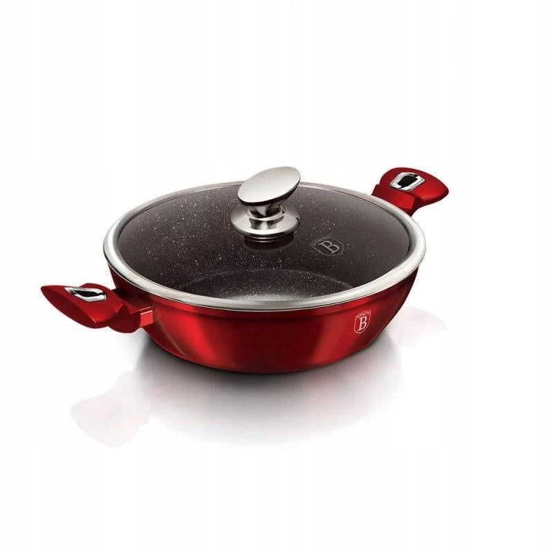 Berlinger Haus Shallow Pot 24cm with Lid – Dark Red