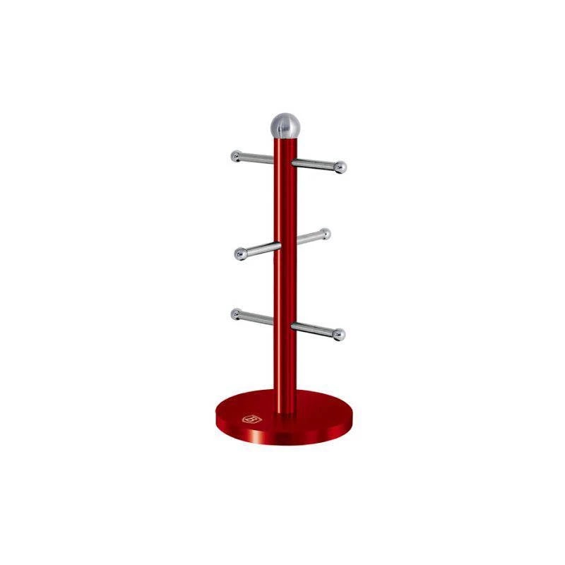 Berlinger Haus Mug Tree – Dark Red Metallic Stand (6 Mugs)