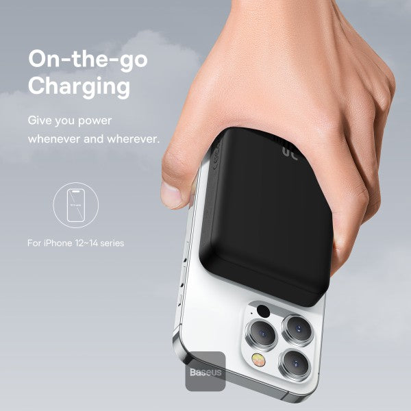 باور بانك مغناطيسي صغير لاسلكي سريع الشحن من باسيوس بسعة 10000 مللي أمبير في الساعة 30 وات