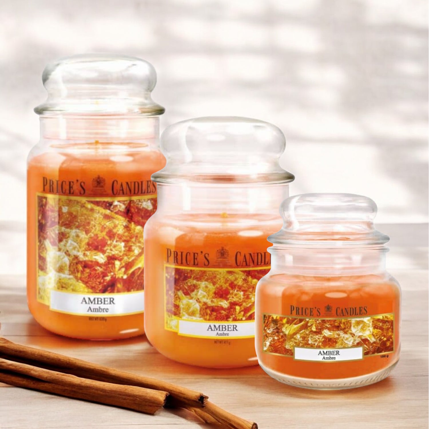 Price's Medium Scented Candle Jar with Lid - Amber