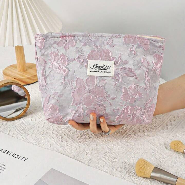 Small Pink Makeup Bag Stylish Travel Cosmetic Organizer