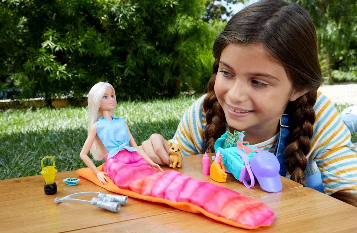 Barbie Camping Dolls + Piece Count-Doll