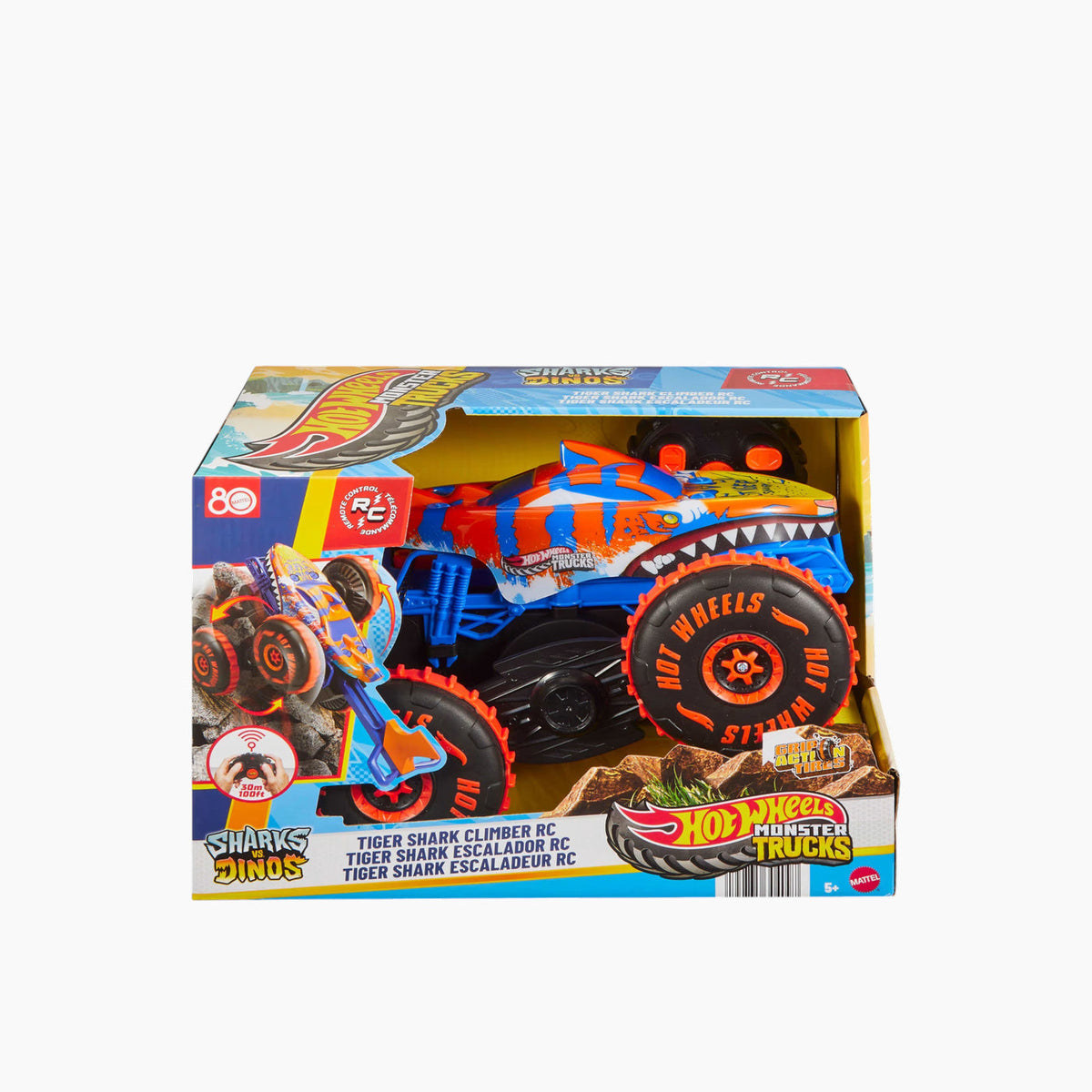 Hot Wheels Remote Control 1:15 Monster Trucks Tiger Shark Climber