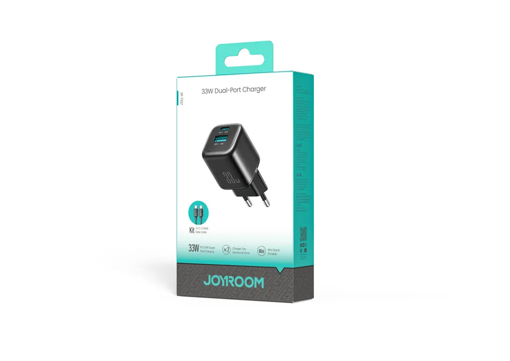 شاحن Joyroom JR‑TG7 33W + كابل A9 USB‑C 60W 1 م – أسود
