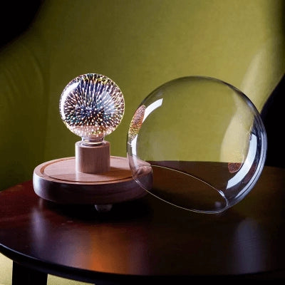 حامل مصباح خشبي ذكي من موماكس مع غطاء زجاجي