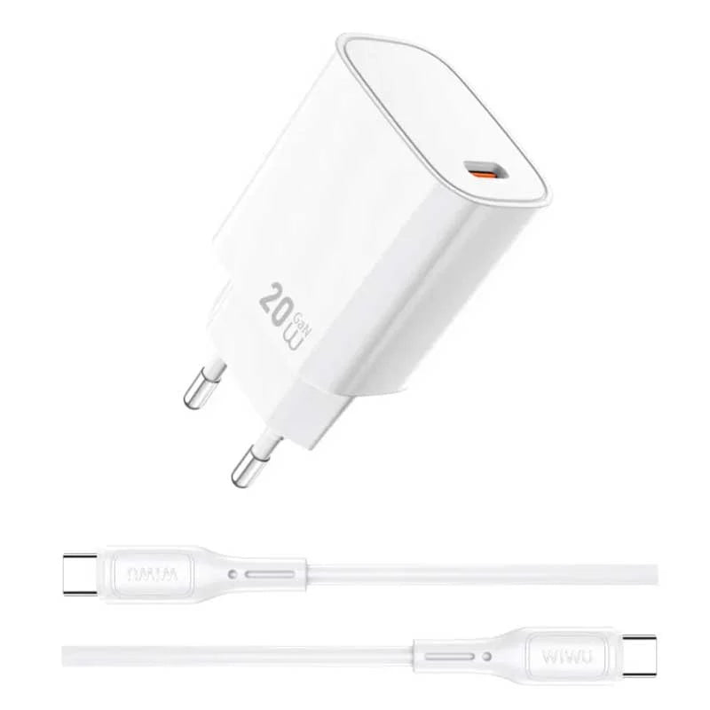 WiWU Essen GaN 20W Fast Charger + C to Lightning Cable