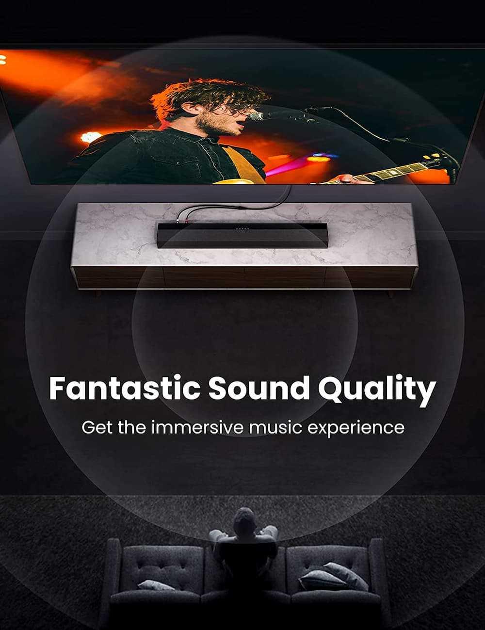 كابل UGREEN 3.5 مم ذكر إلى 2RCA ذكر 1.5 متر - أسود