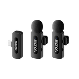 ميكروفون لاسلكي مزدوج BOYA BY-V20 بمنفذ USB-C | مدى 100 متر | مانع للضوضاء