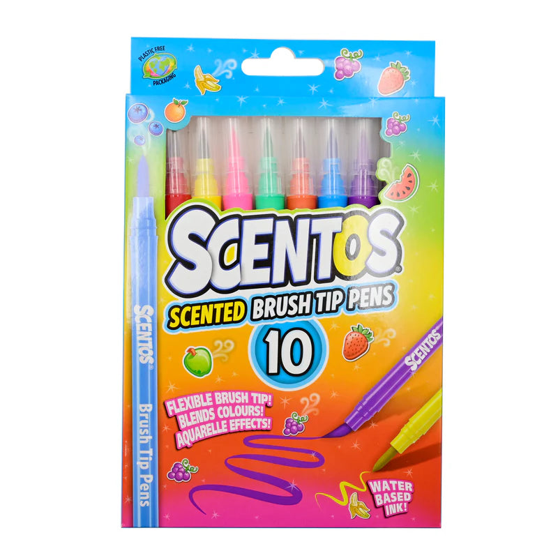 أقلام تلوين معطرة Scentos Brush Tip Pens – 10 ألوان