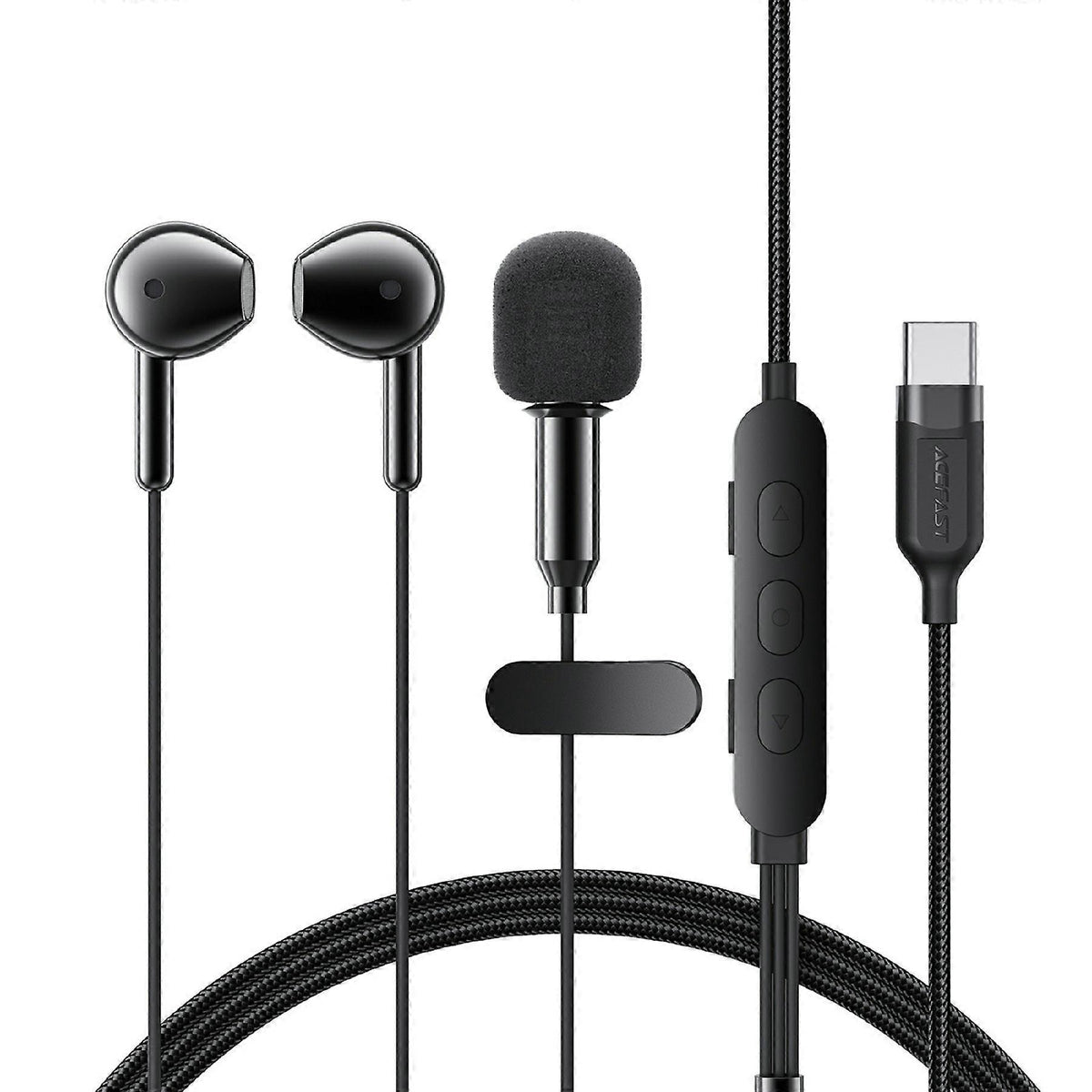 ACEFAST L12 USB-C Semi In-Ear Karaoke Wired Earphones – Built-In Mic | Live Streaming | 4 Audio Modes | Low Latency