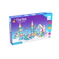 TileTek Pastel Builders Magnetic Tile Set, 112 Pieces, Ages 3+