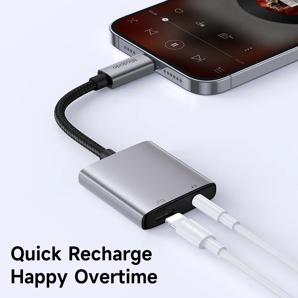 محول 2 في 1 مكدودو لايتينج إلى دي سي3.5 و صوت لايتينج- أسود