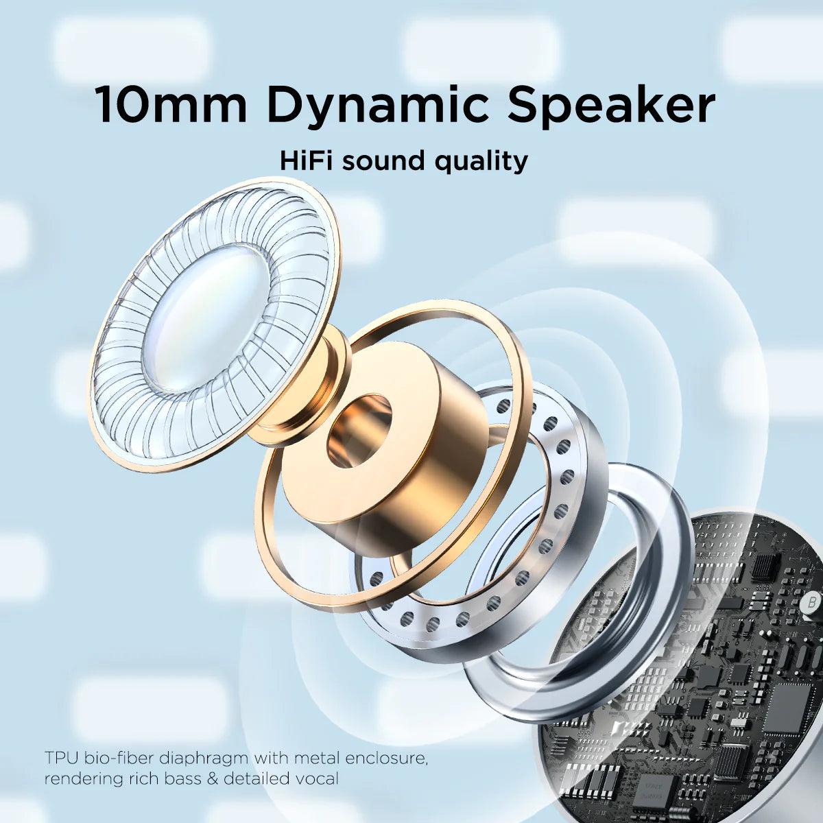 سماعات أذن جوي روم تايب سي سلكية داخل الأذن بصوت عالي الدقة - الأسود & الأبيض