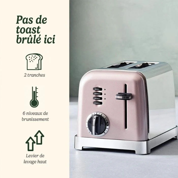 محمصة خبز 2 شرائح Cuisinart CPT160PIE | فولاذ وردي