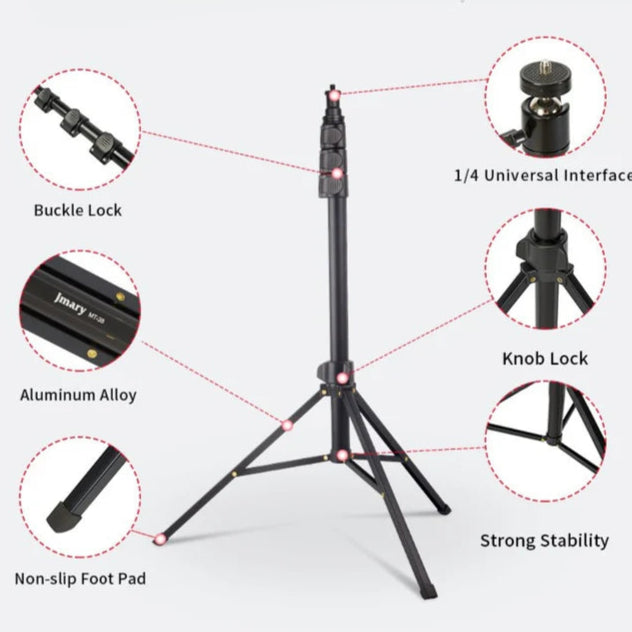 JMARY MT-38 Tripod – 168cm Tall, 3kg Load, Foldable & Stable