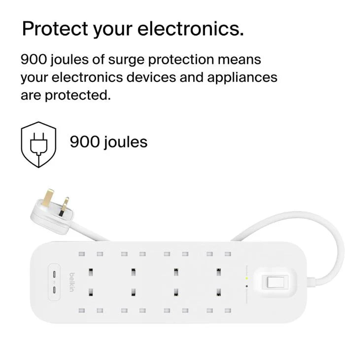 Belkin Surge Protector with 2 USB-C Ports (8 Outlet with 2 USB-C)