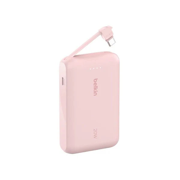 Belkin Power Bank 10K with Integrated USB-C Cable - Lightweight Fast Charging