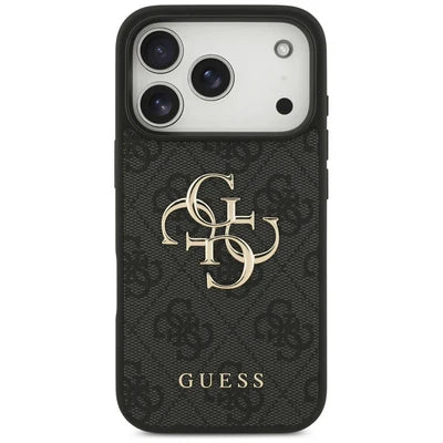 جراب GUESS MagSafe 4G من الجلد الصناعي لهاتف ايفون 17 برو ماكس - أسود
